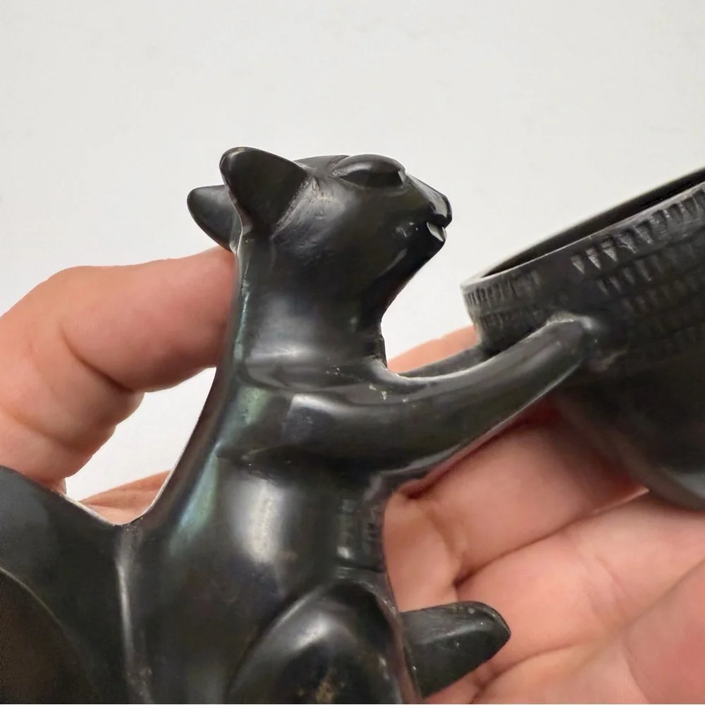 Crate & Barrel Dark Brown Metal Squirrel with Acorn Votive Candle Holder